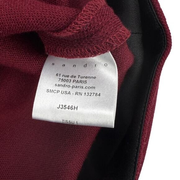 Sandro Joviale Wool Bordeaux Red Black Mini Skirt Women's Size 4 - Picture 5 of 7